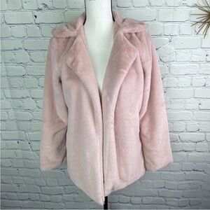 Womens Light Pink Soft Faux Fur Outerwear Coat